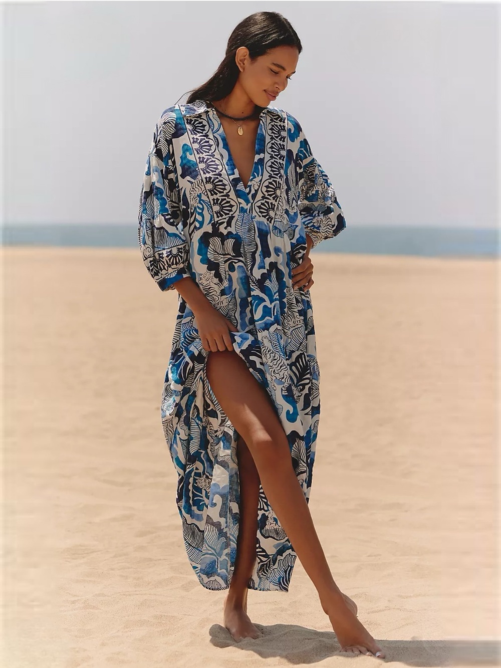 Anthropologie The Carolita Printed Tiered Shirt Dress by Celandine